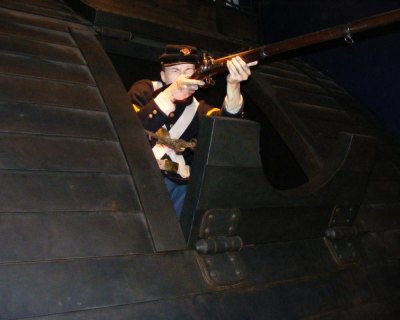 A Marine takes aim from a ship during the Civil War. Image:StudyHall.Rocks.
 